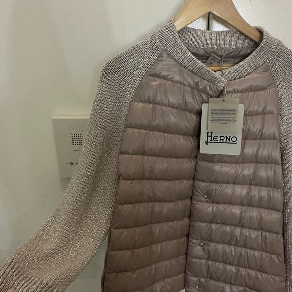 NWT Herno Metallic Knit and Down Combo Raglan Jacket - Picture 5 of 7